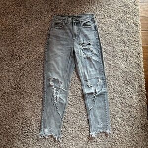 American Eagle Outfitters Distressed Light Gray Boyfriend Jeans